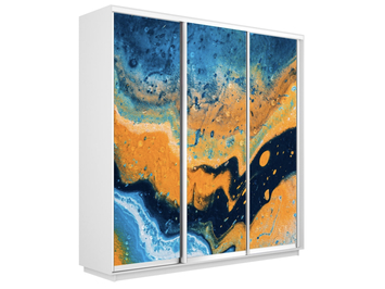 Шкаф-купе Экспресс 3-х дверный (Фото №1006 Абстракция оранжево-голубая)