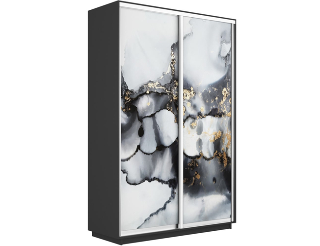 Шкаф-купе Экспресс Люкс 2-х дверный (Фото №1001 Абстракция серая), Серый диамант
